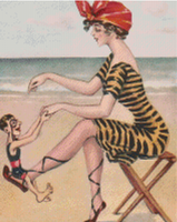 Woman With Little Man on the Beach