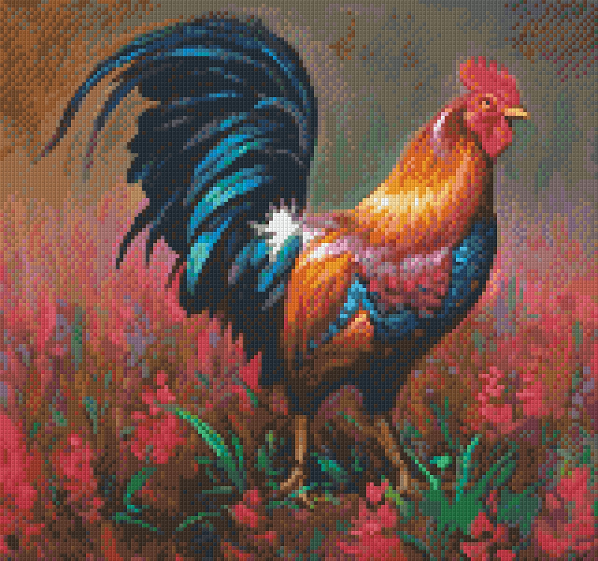 Colourful Rooster – Pixel Art USA