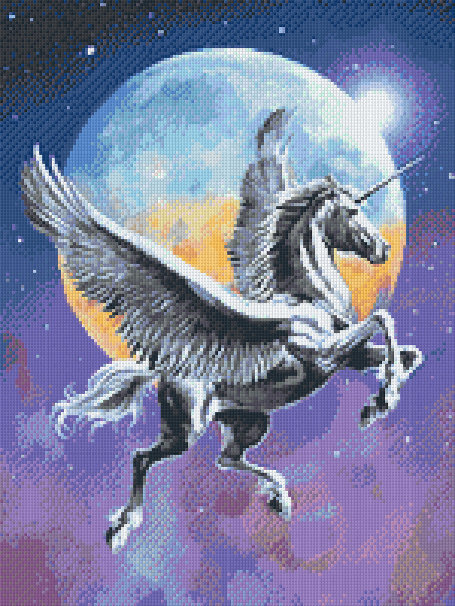 Winged Unicorn in Moonlight – Pixel Art USA