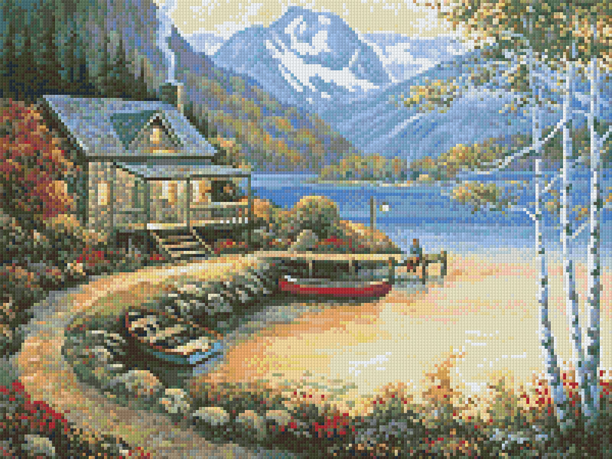 Fishing at the Lake – Pixel Art USA