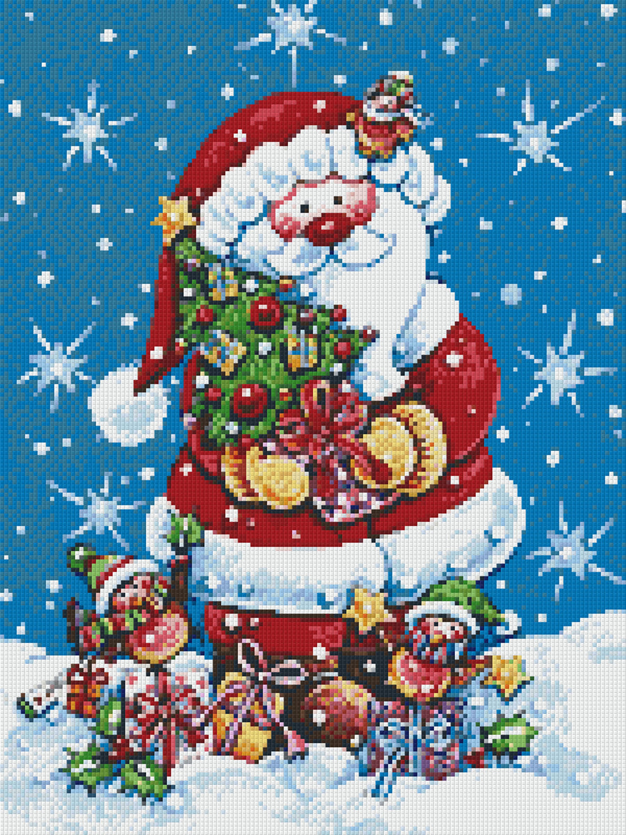 Santa with Tree – Pixel Art USA