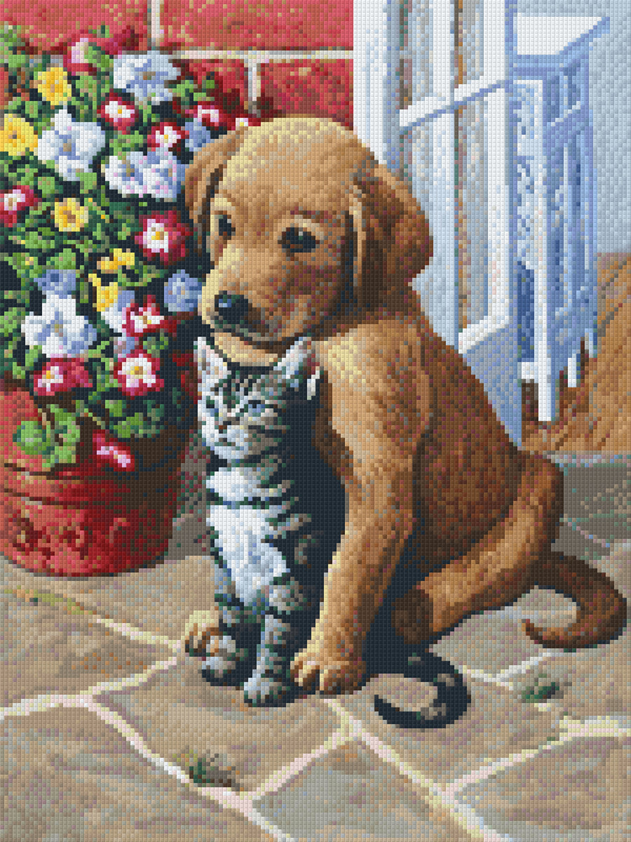 Labrador Pup and Kitten – Pixel Art USA